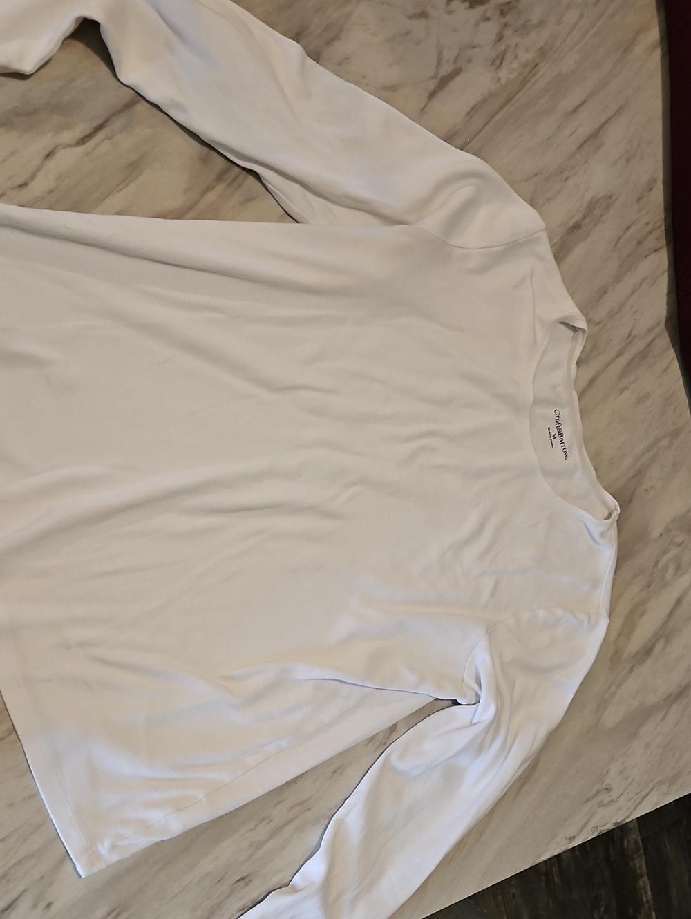 Croft And Barrow White Long-Sleeve Crewneck Tee